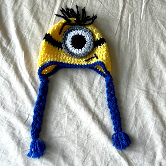 Handmade Crocheted Kid's Minions Winter Beanie - Picture 1 of 5